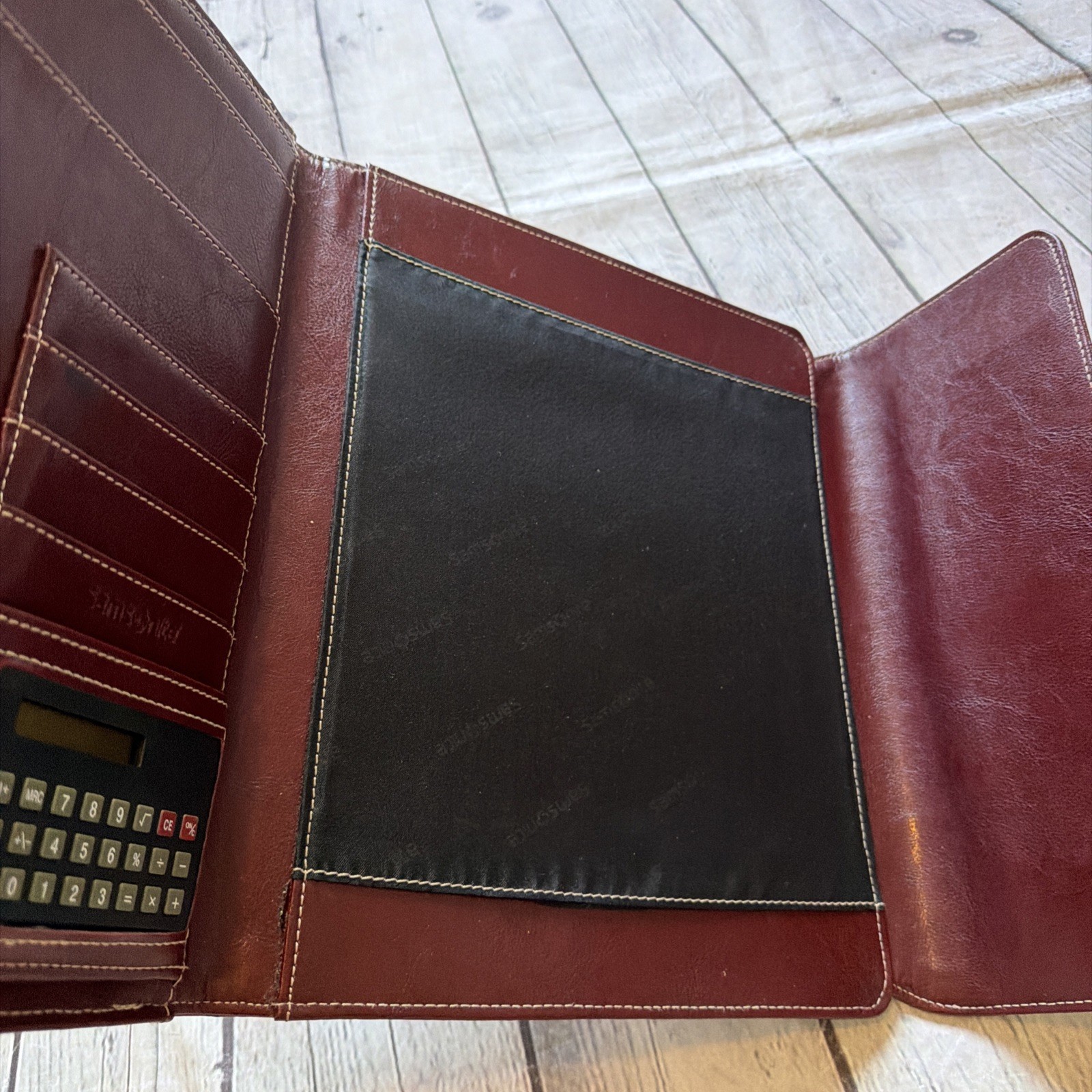 Samsonite Leather Portfolio Legal Pad Folio Burgundy Red Attache Briefbag Binder