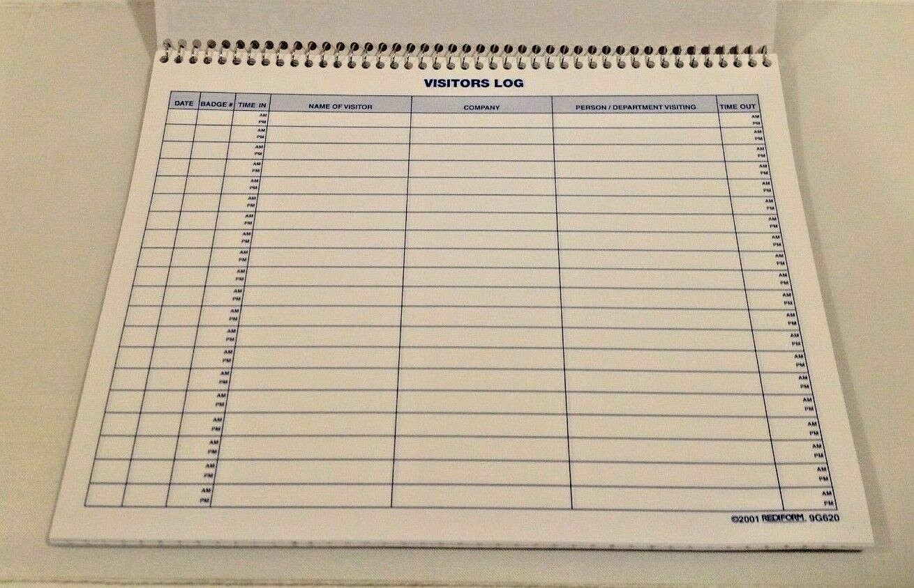 Rediform Visitors Log Book 50 Pages 1-Part Wire Bound White 11″ x 8.5″ 9G620 NEW
