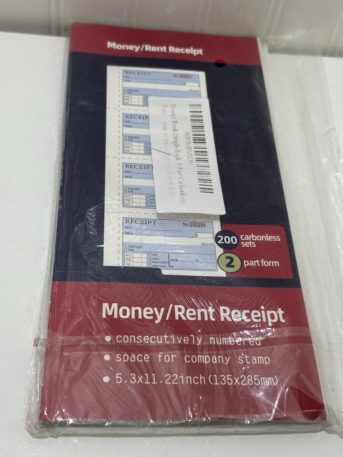 Money and Rent Receipt Book 2-Part Carbonless 5.3x 11″ Spiral Bnd 200 Receip