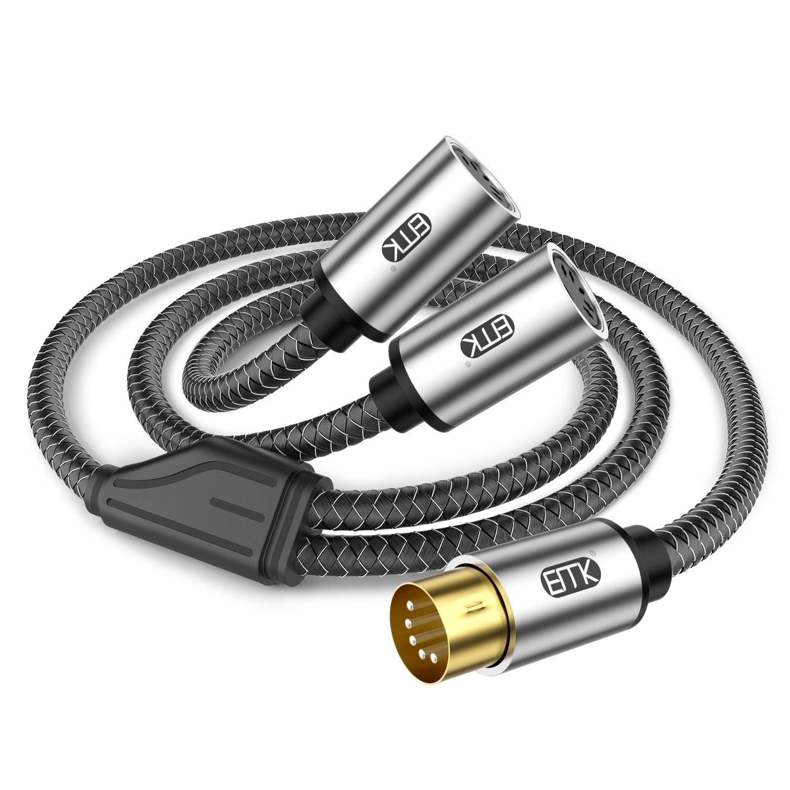 MIDI Splitter Cable, 5-PIN DIN to Dual Female, 50cm/1.6ft, High-Speed -Copper…