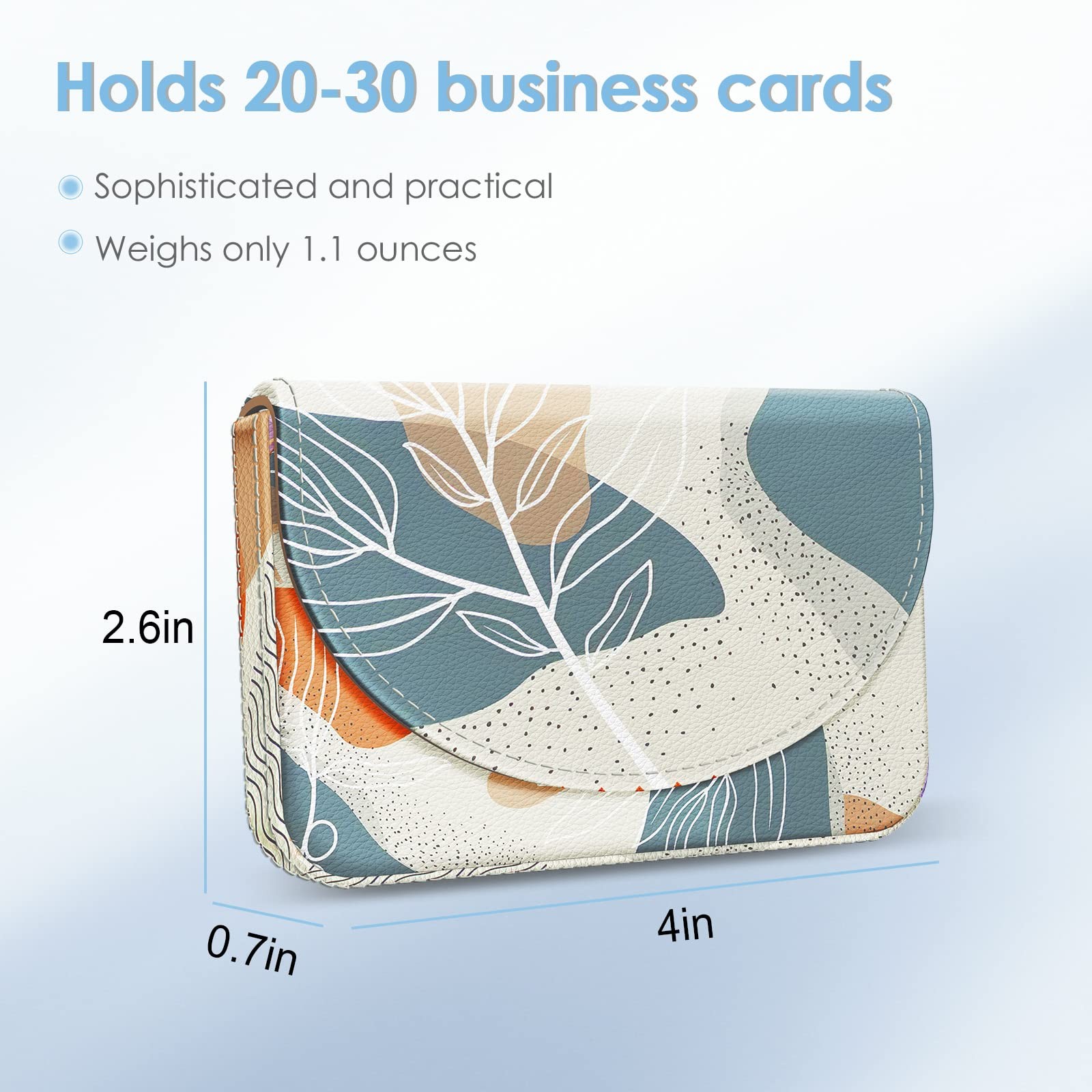 xiviers Business Card Holder，PU Leather Case Bohemian Leaf