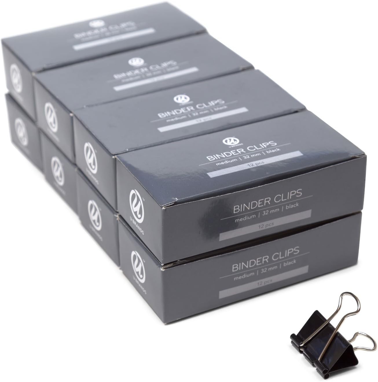 Stylish Black & Silver Medium Binder Clips, 1-1/4 Inch for Elegant Organization