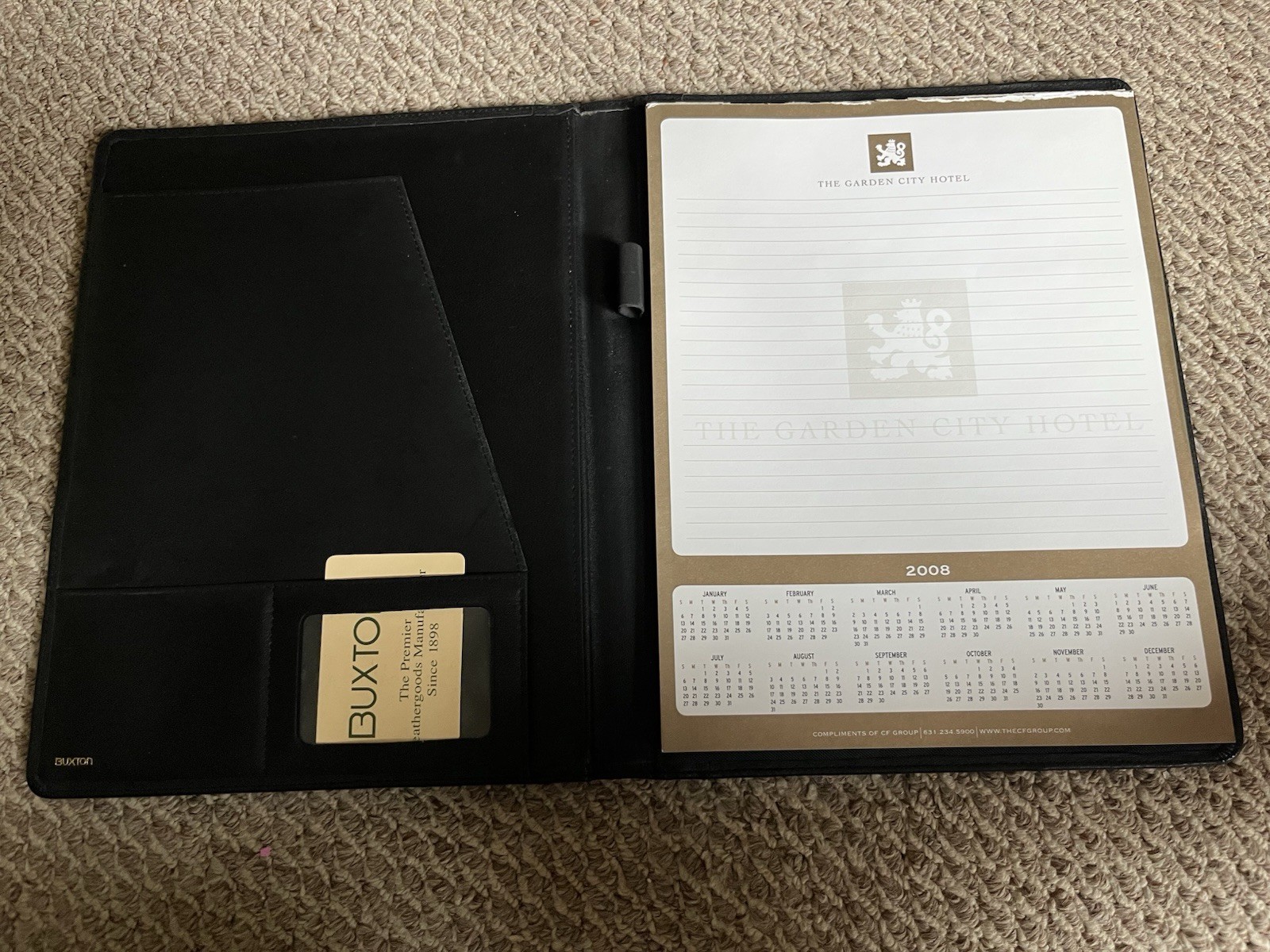 Buxton Leather Portfolio 12×9” Letter Size Mint Unused Black Card Pockets New