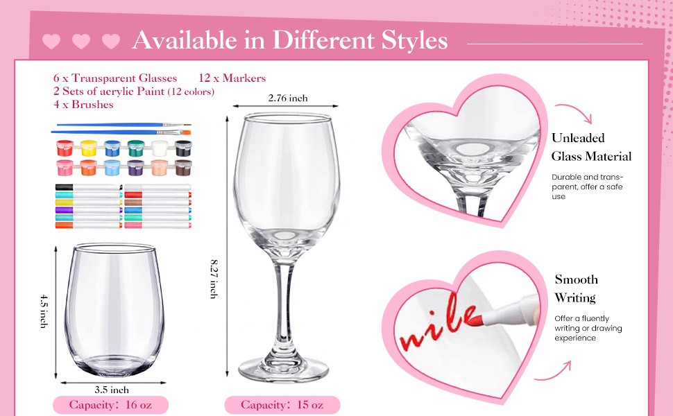 Paint Your Own Wine Glass Crafts Glass Painting DIY Markers Acrylic Paint with
