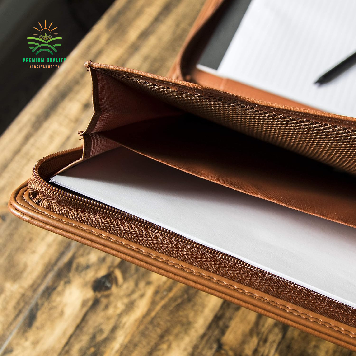 Padfolio Business Leather Portfolio Zippered Notebook Binder Office Organizer 10