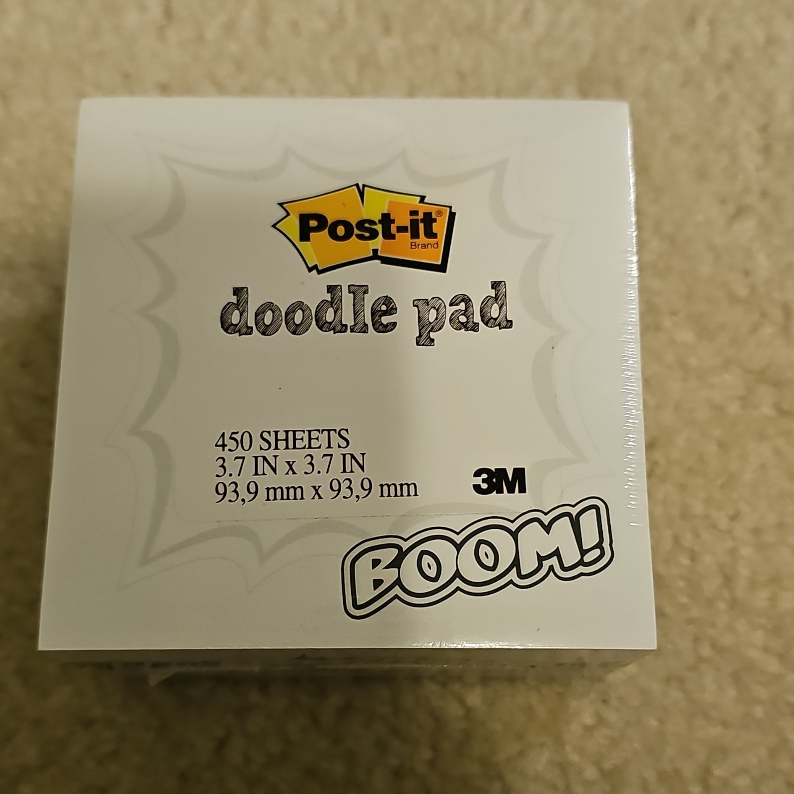 Rare Post-it Doodle Pad 450 Sheets 3.7 x 3.7in Removable Label Pad