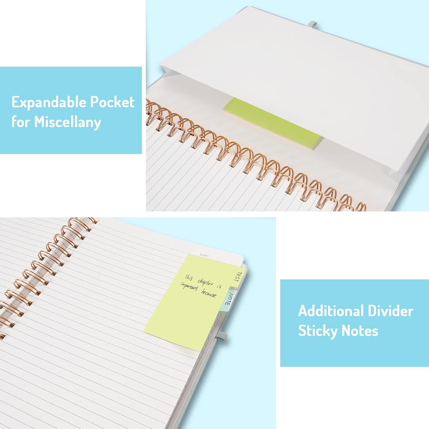 Forvencer Lined Spiral Journal Notebook with 300 Numbered Pages, B5 College Rule