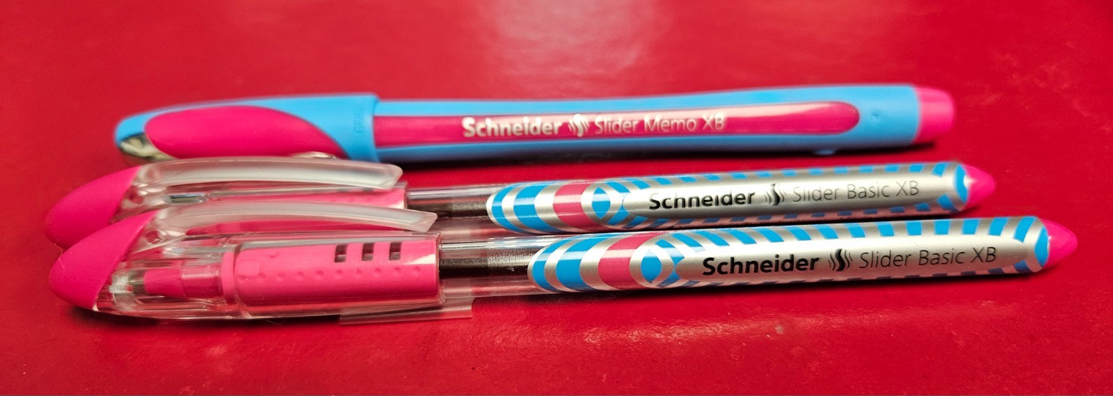 Schneider Slider XB Ballpoint Pen, XB Writing, 1.4 mm, I LOVE Pink Ink, 3 pens