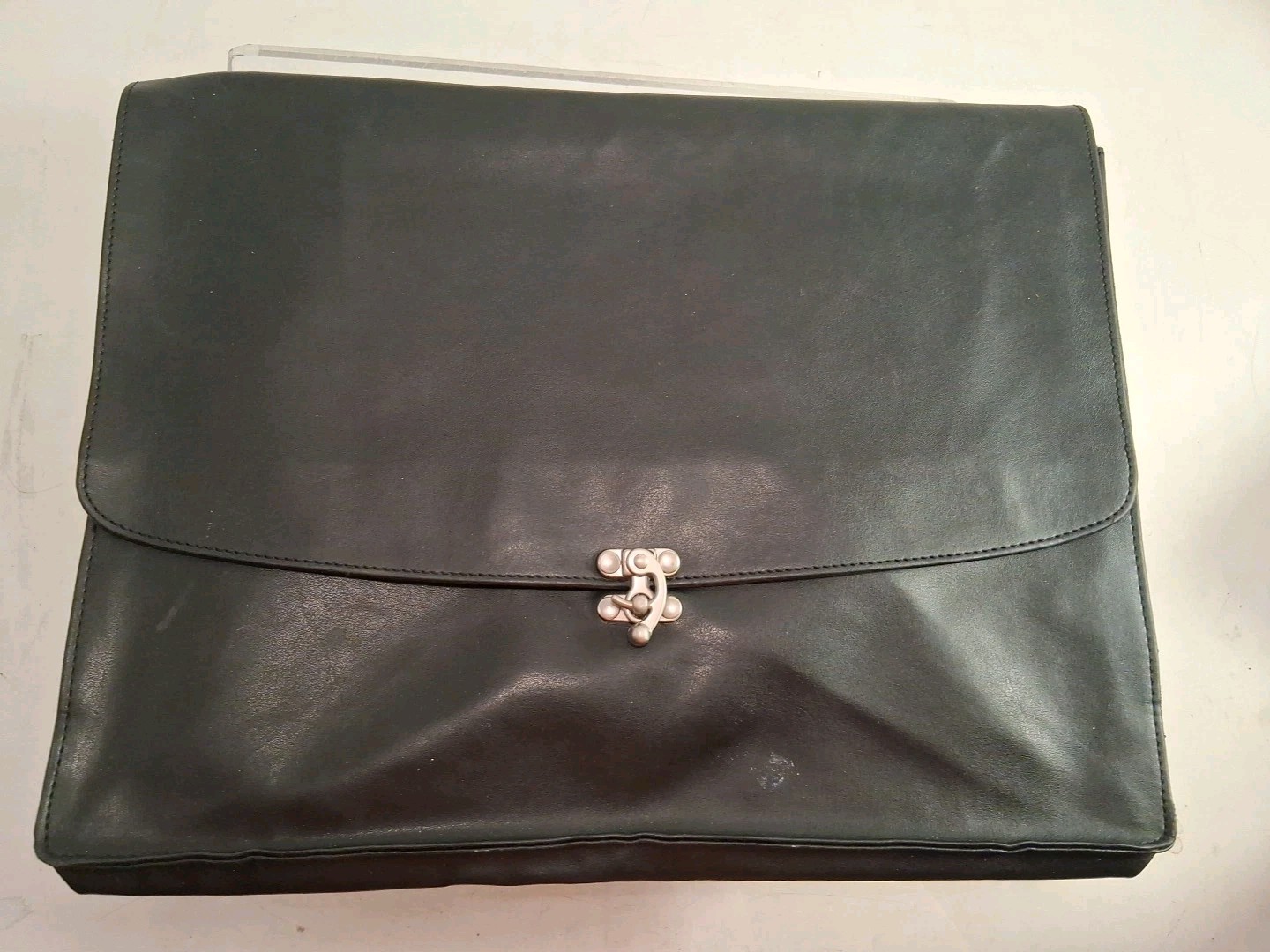 Vtg Black Leather Document Portfolio Holder Has 2 White Spots Unbranded Look