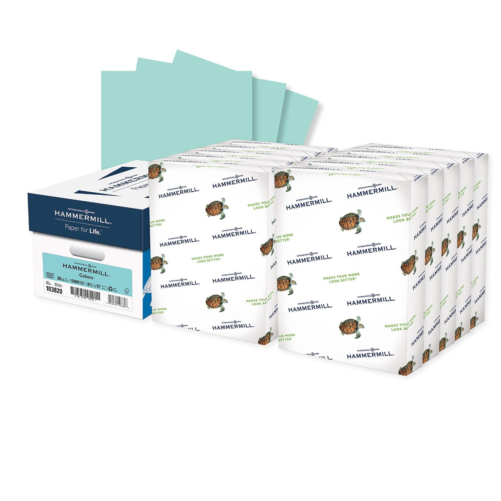 Hammermill Colored Paper, 20 lb Turquoise Printer Paper, 8.5 x 11-10 Ream (5,000