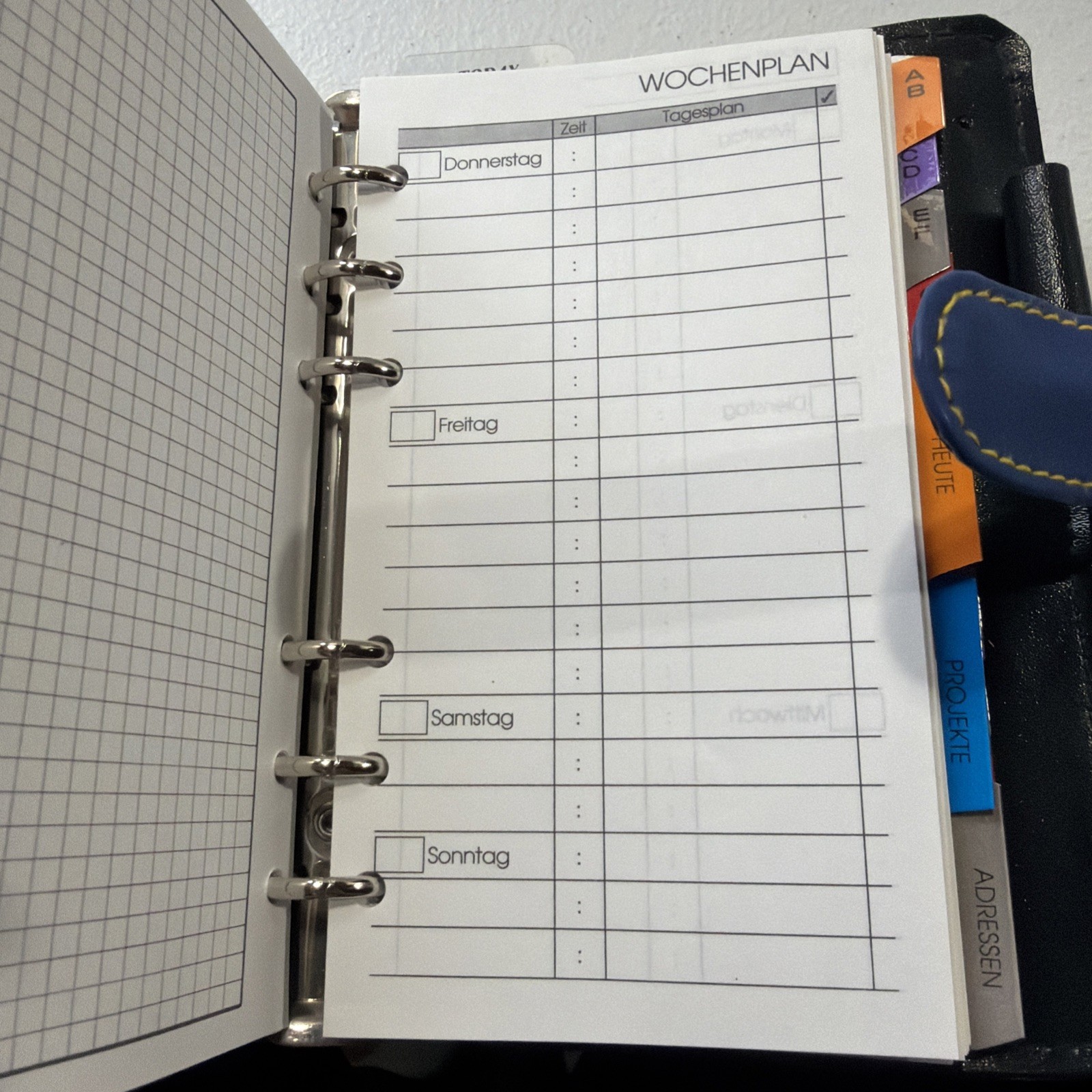 German Day Timer Planner Multi Color Organizer Binder With Id Slot & Pen Holder