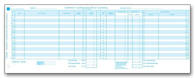 178CBJ Compact Computer Input Journal 16 x 6″ QTY 25