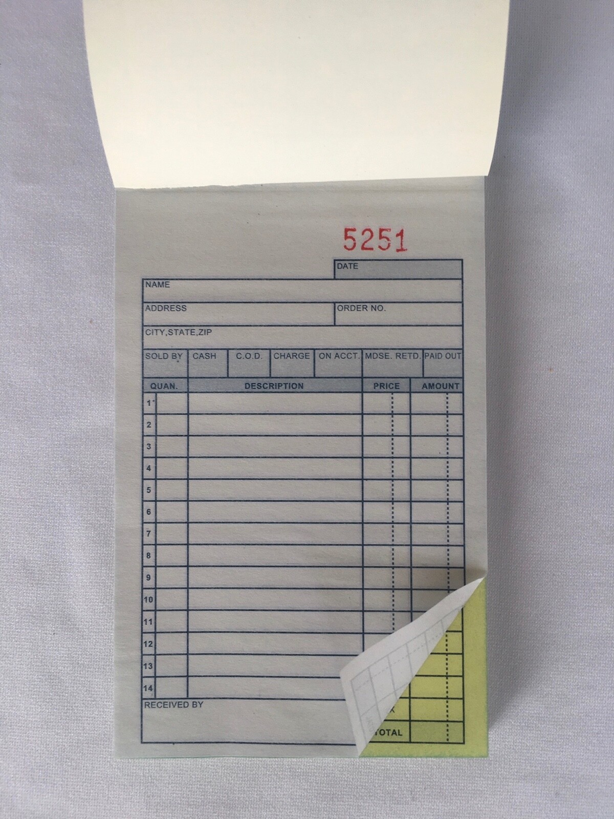 General Purpose Sales Book, 2-Part, Carbonless, 3-11/32″ x 5 5/18″ 5 Books