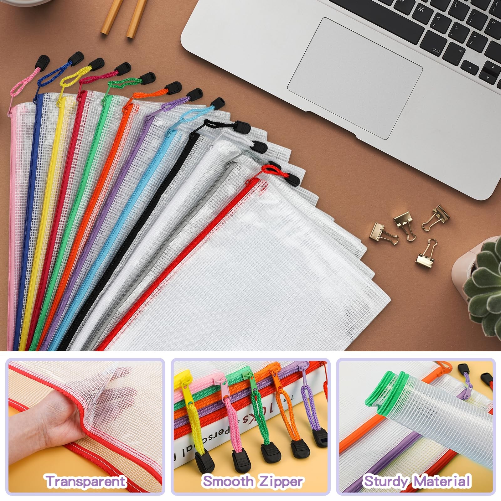 Pencil Pouches Bulk, 9.2 x 4.7 in (12 Colors, 36 Packs), Mesh Zipper Pouch Pe…