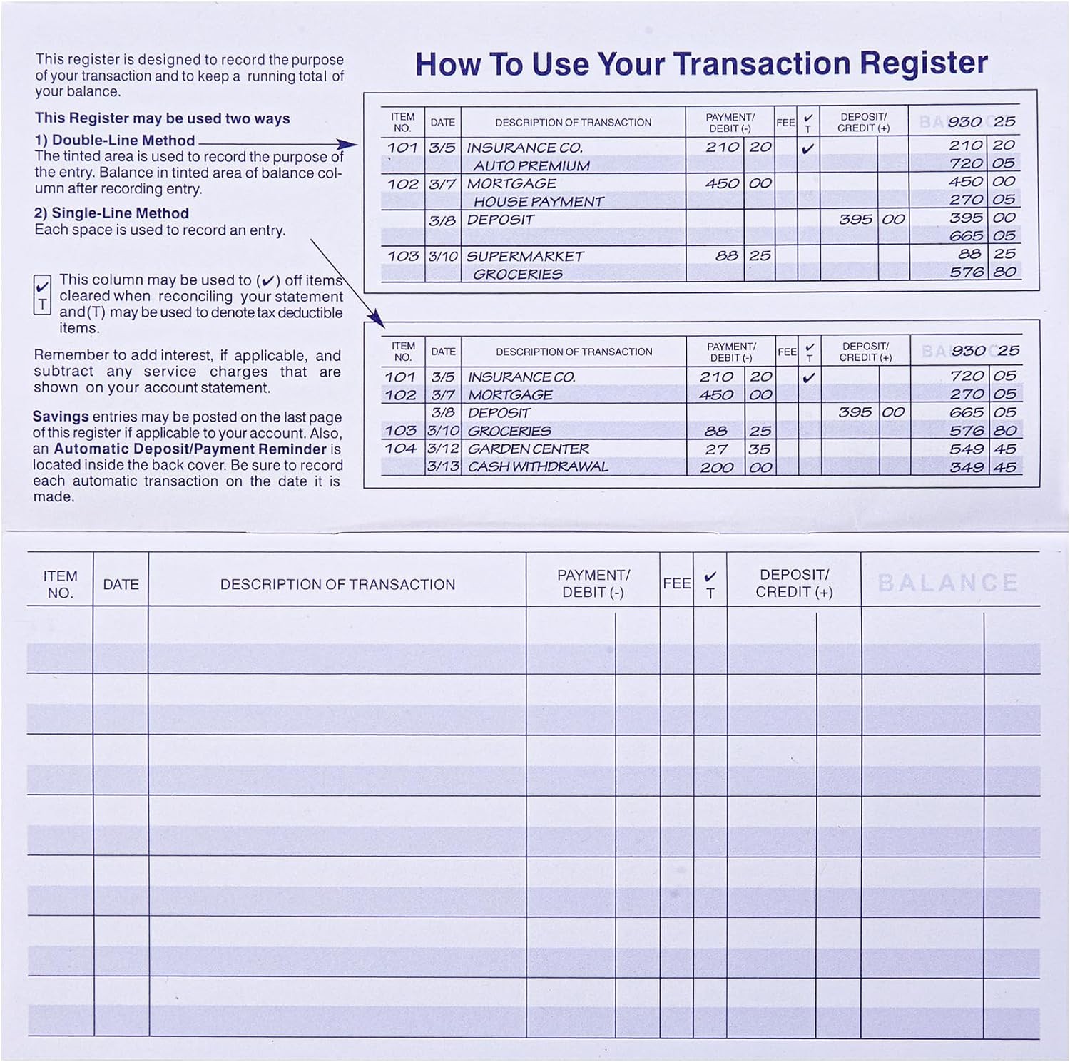24 PCS Checkbook Registers Easy to Read Personal Check Registers