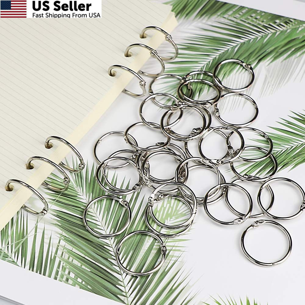 Binder Rings 1 Inch 100 pcs-Sturdy Book Rings-Loose Leaf Ring Silver
