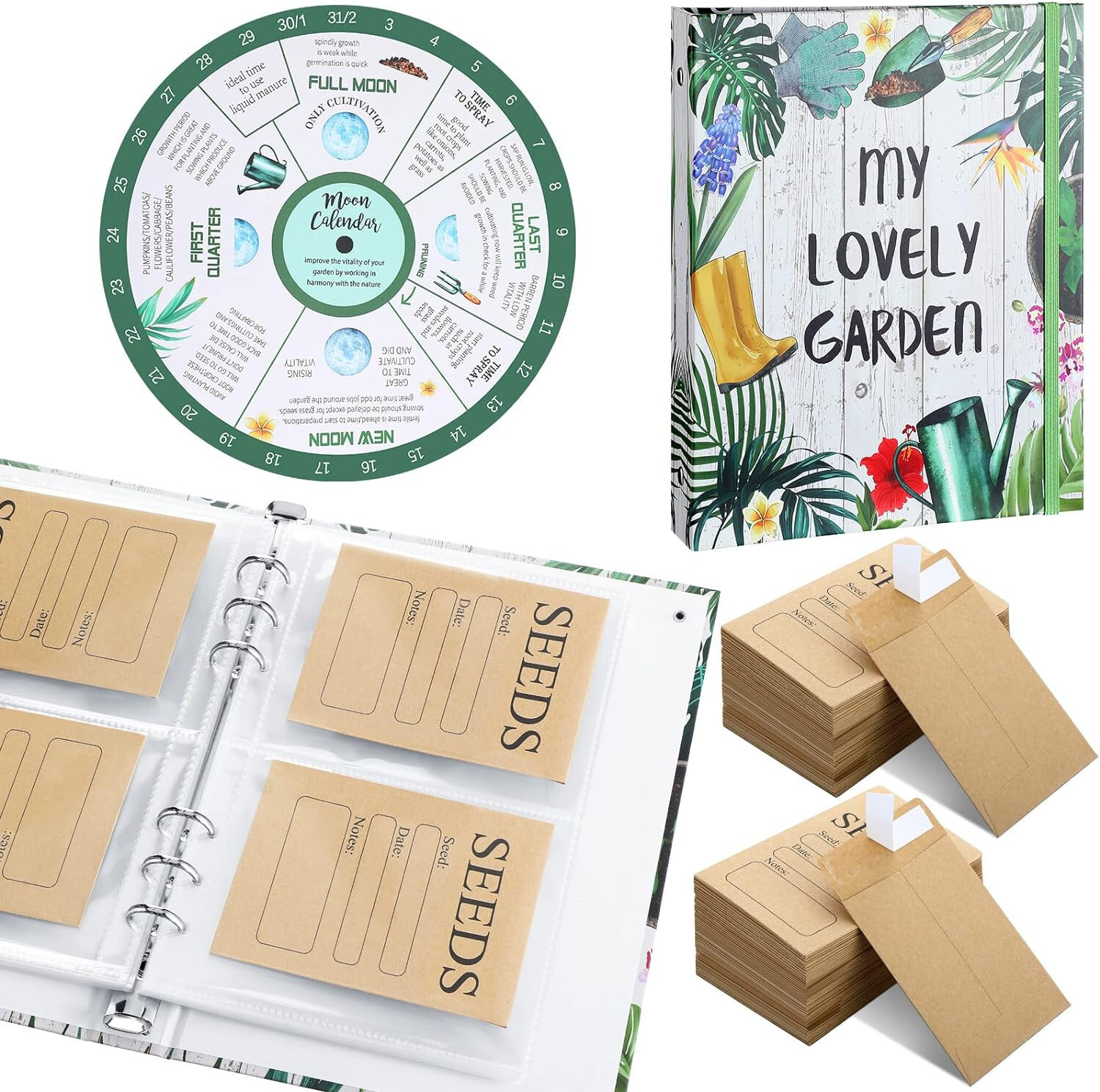 281 pc Garden Seed Storage Set – 200 Pockets, Clear Sheet Protectors 80 Sealable