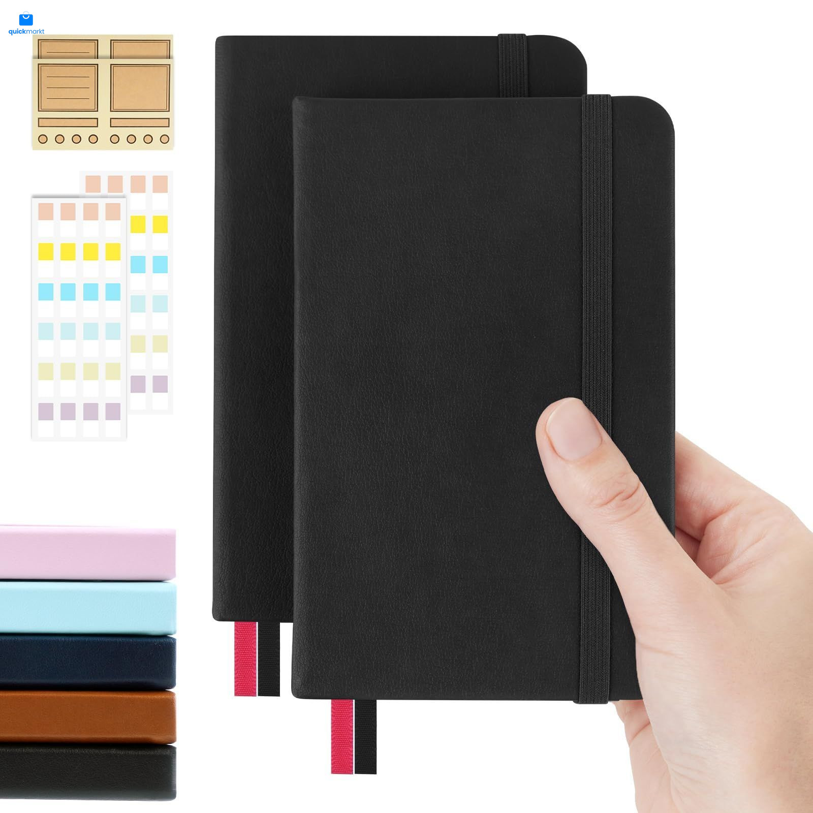 MicroSpark Pocket Dotted Notebook, 2-Pack Dot 5.5″L x 3.5″W x 0.6″Th, Black