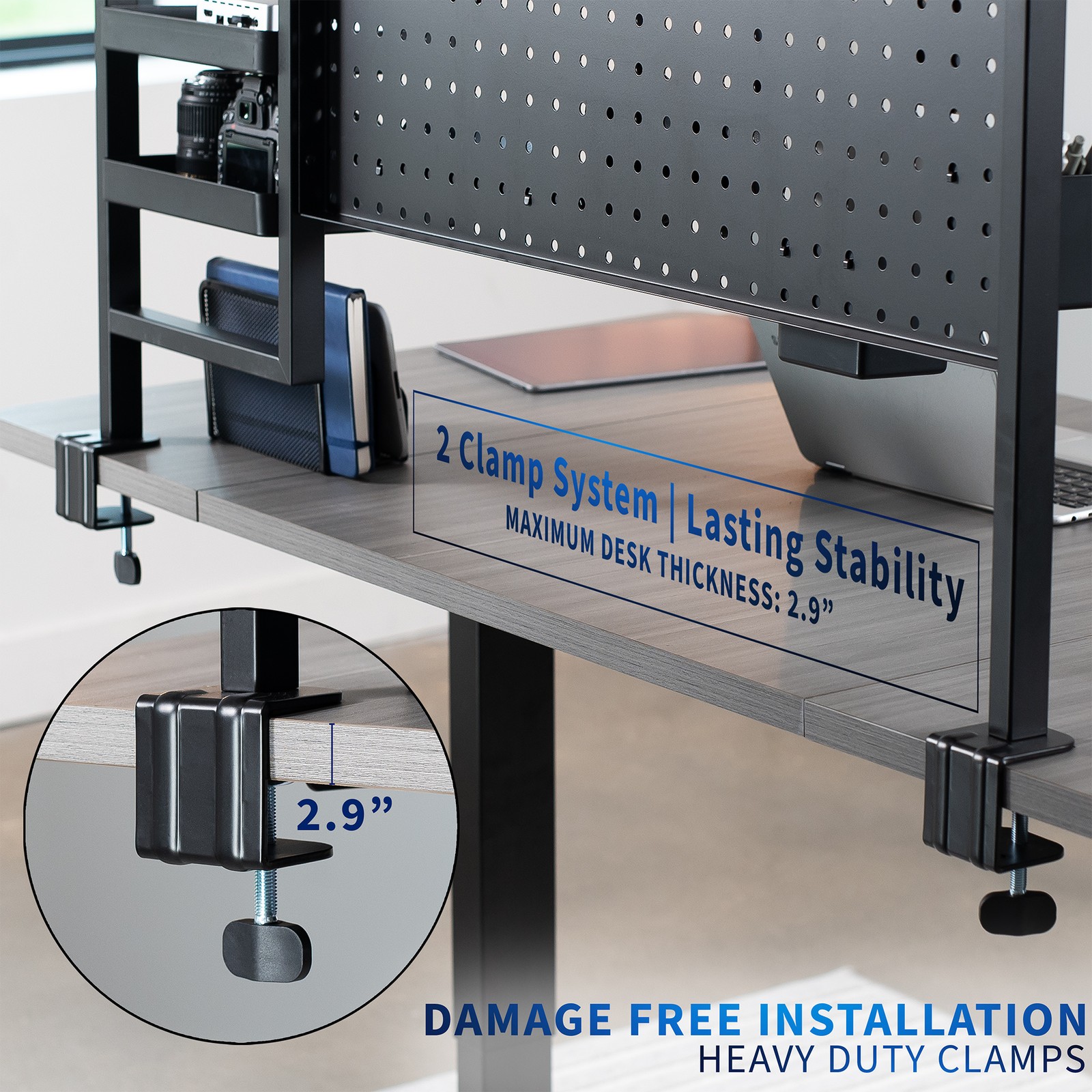 VIVO Black Steel Clamp-on 46″ Multi-Purpose Pegboard Organizer