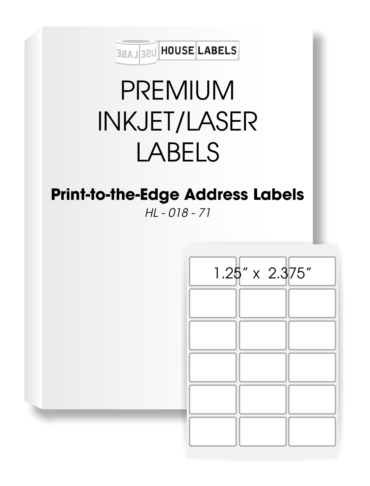 25 Sheets 450 Labels 1.25 x 2.375 18 UP Fast Peel White File ID Labels