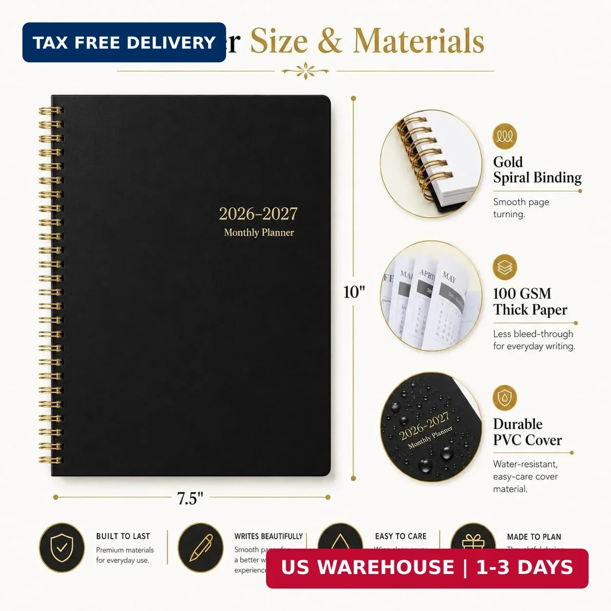 Monthly Planner 2026-2027, Jan 2026 – Dec 2027, 2 Year Calendar Planner, 7.5″ x