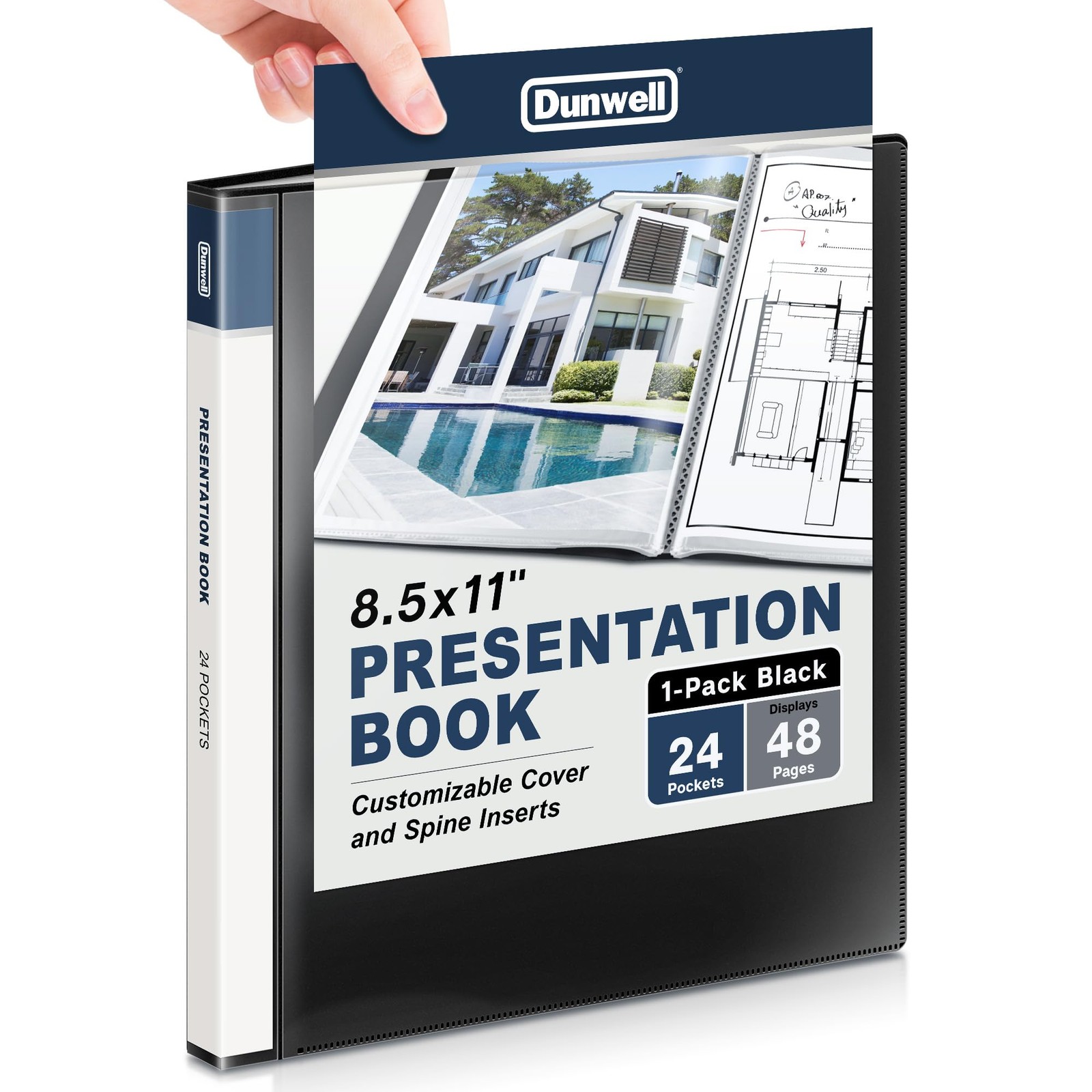Dunwell Presentation Binder 24-Pocket, Displays 48 Pages, 8.5×11 Portfolio