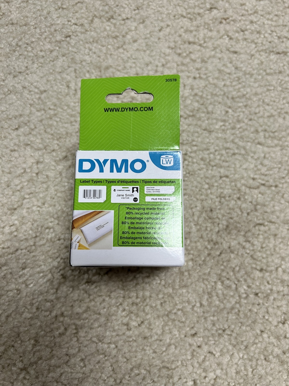 DYMO 30578 White Return Address Labels 3/4 in x 2 in (19 mm x 51 mm) 2×200