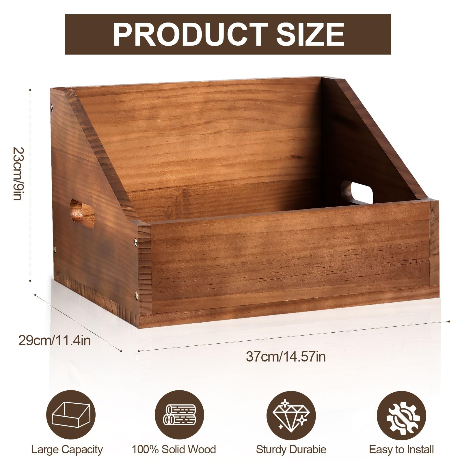 Wooden Vinyl Record Storage Crate, Large-Capacity Retro Holder Brown