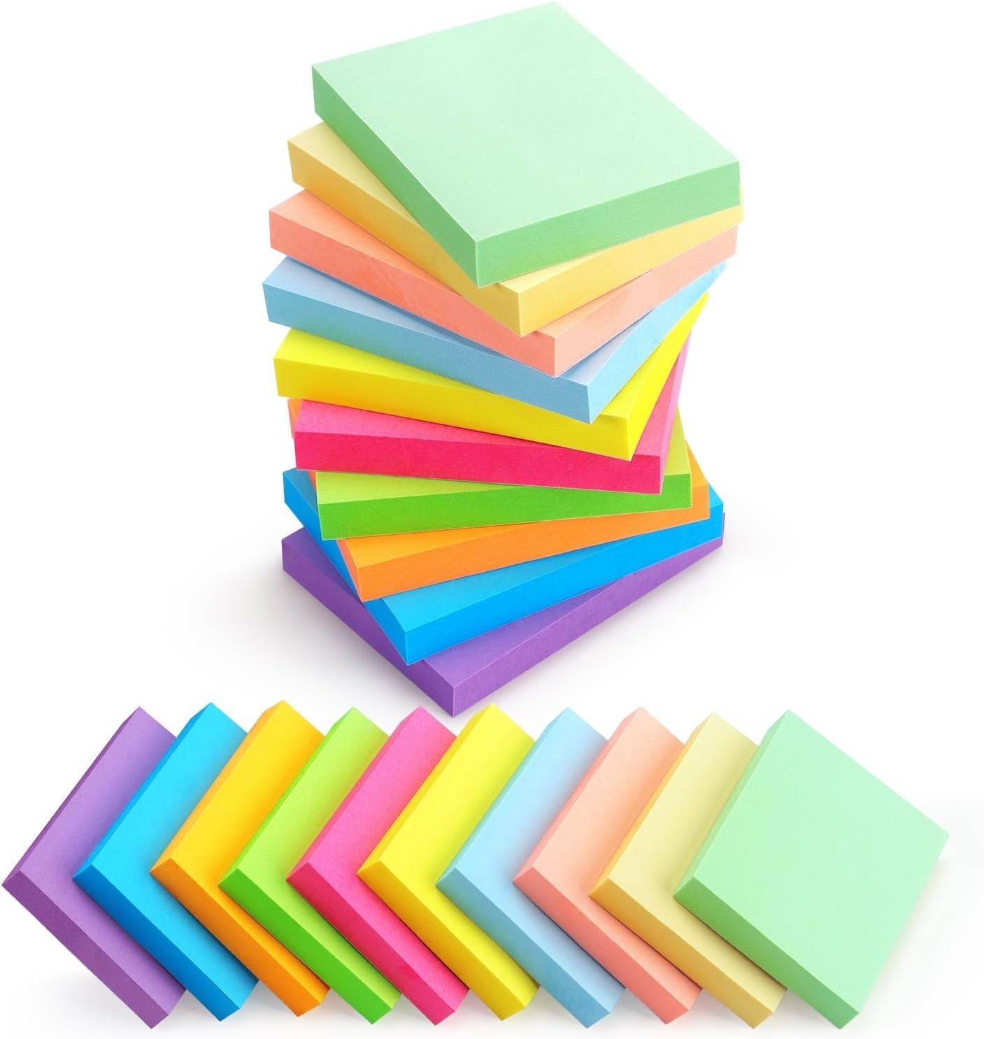 20 Pads Small Post It Notes 10 Colors 1.5×2″ 100 Sheets Sticky Notes Set NEW