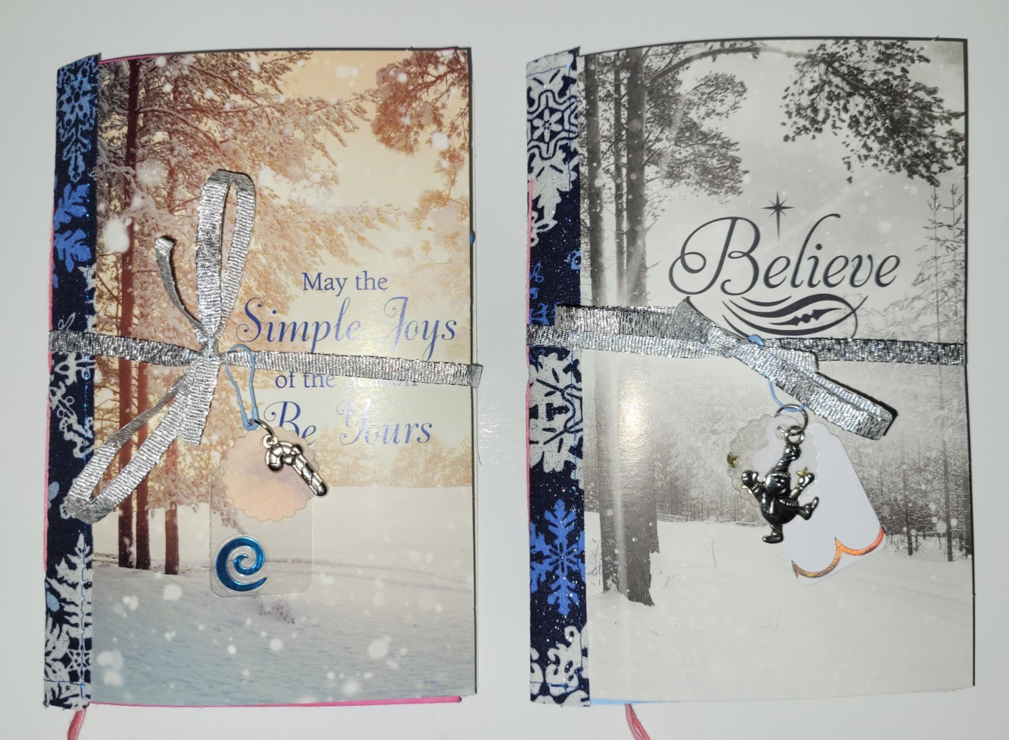 Handmade Mini Greeting Card Junk Journals 2-pack Winter Pastel