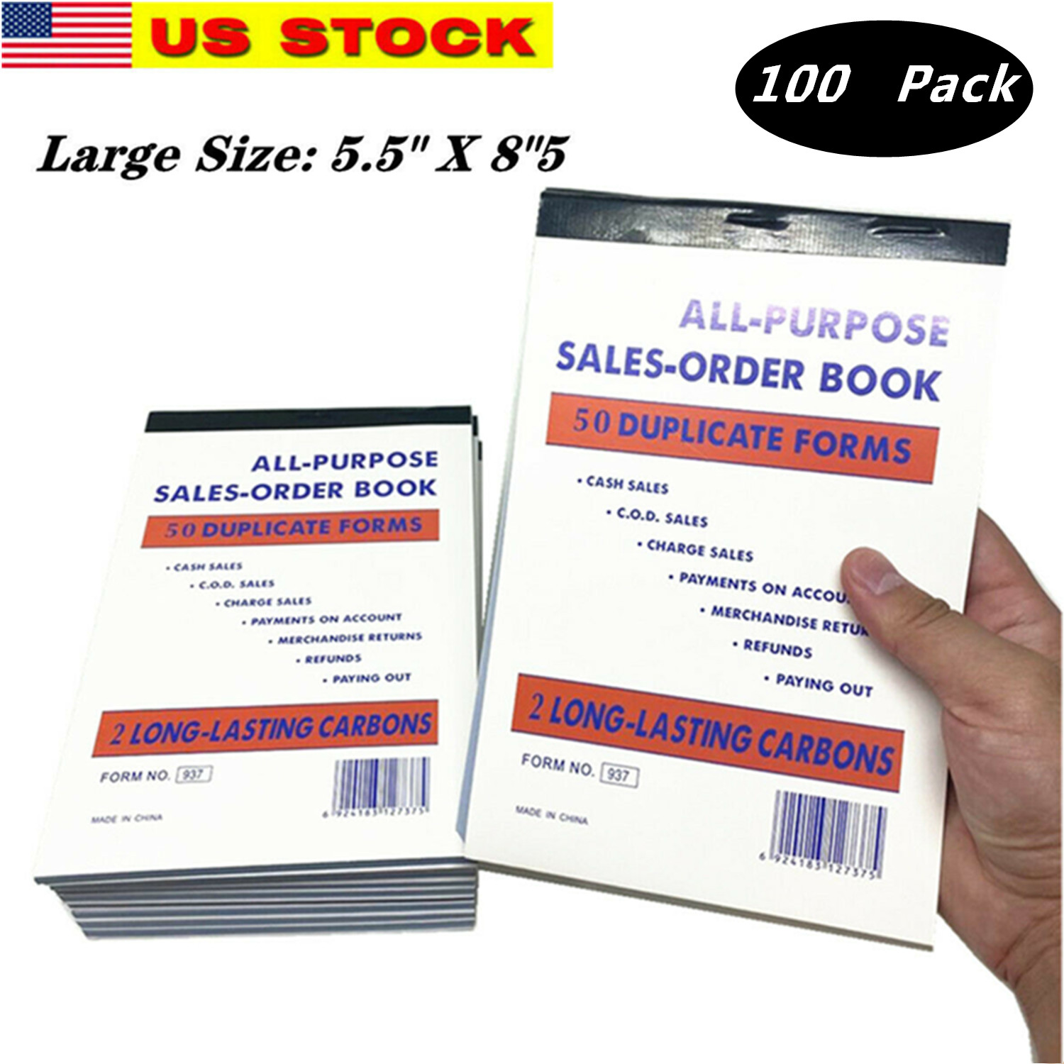 100x Large 50 Sets 5.5″ X 8.5″Sales Book Order Receipt Invoice Carbonless Copy