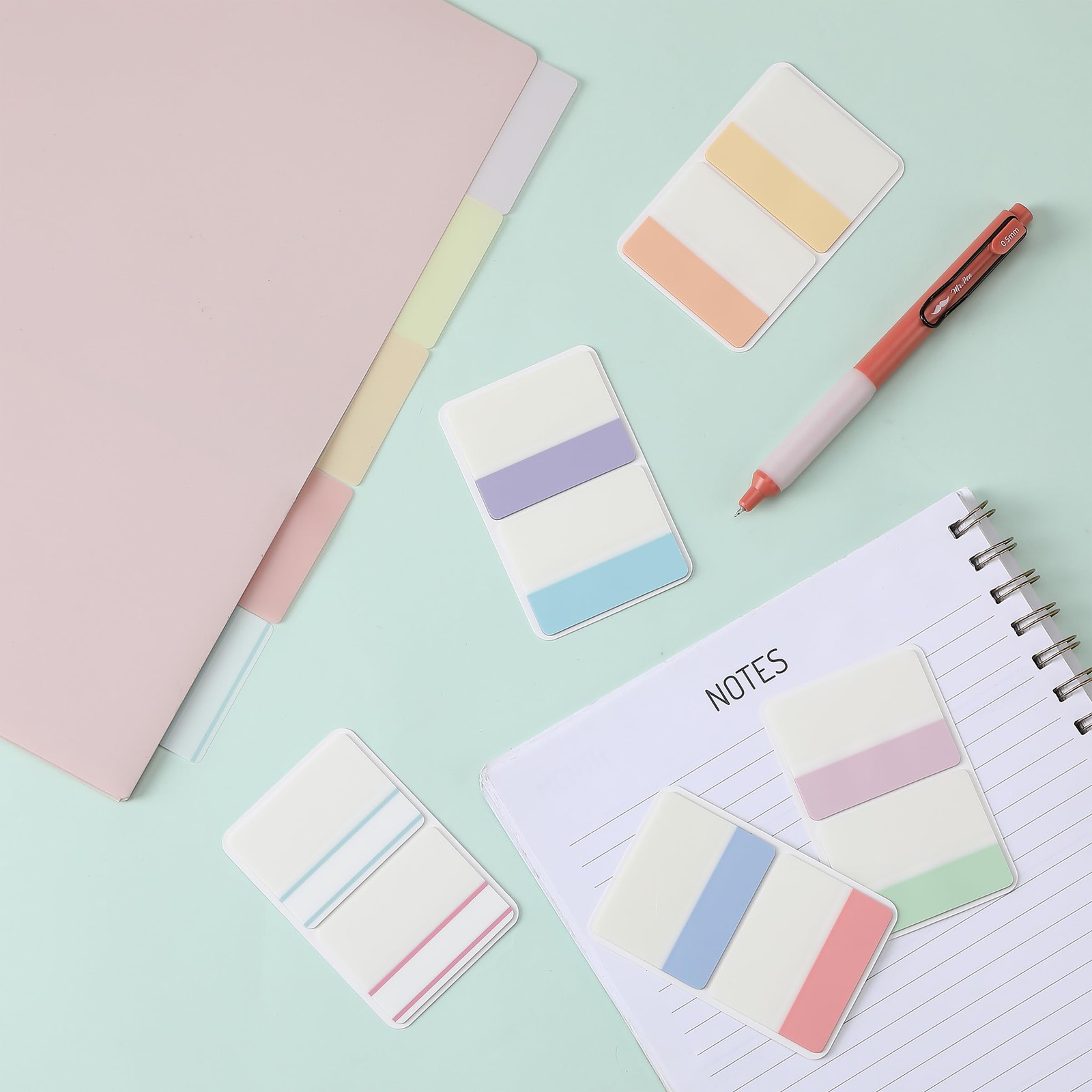 Mr. Pen- Sticky Index Tabs, 500 Pcs, 21 2×4 inches, 0.5×2 Pastel