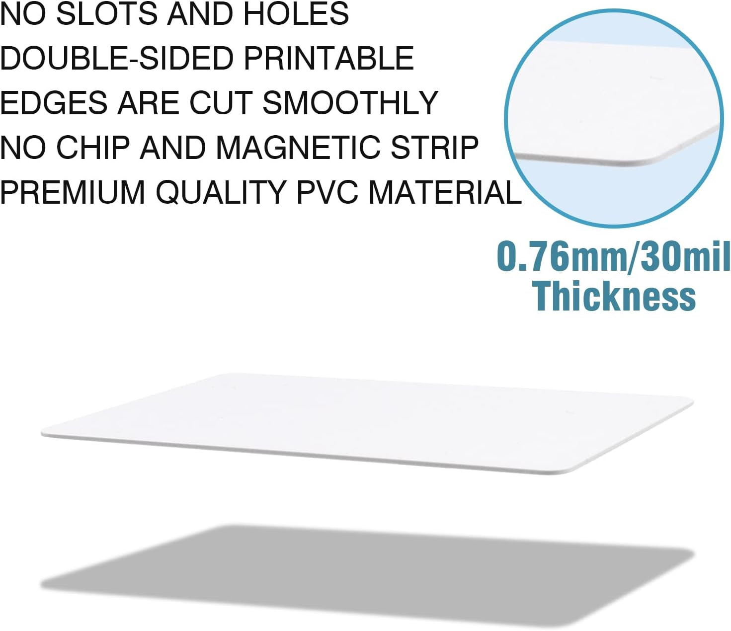 20 Pack Premium Blank PVC Cards, CR80 30 Mil Graphic Quality White Plastic Card