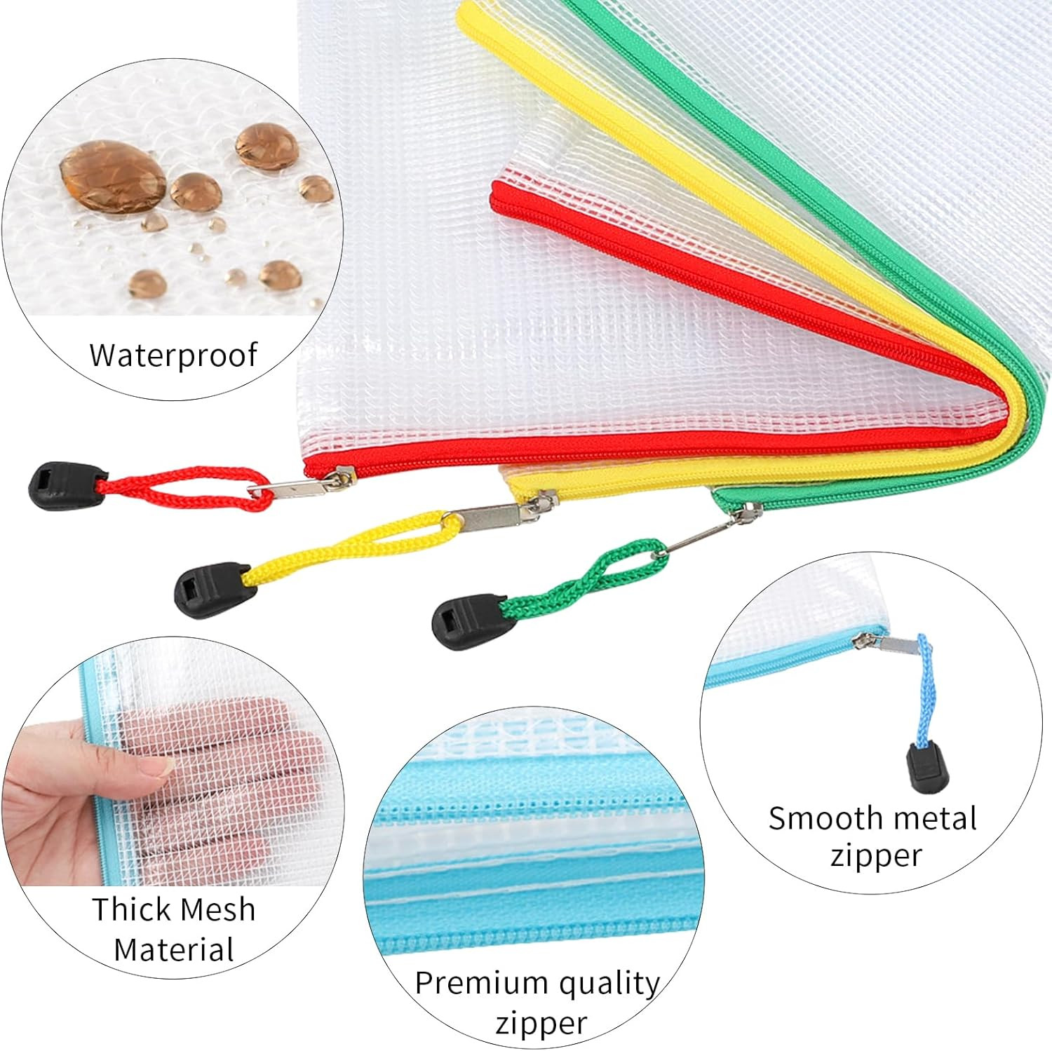 EOOUT 36Pcs Mesh Zipper Pouch Bags A4 Size Board Game Storage Plastic 11 Colors