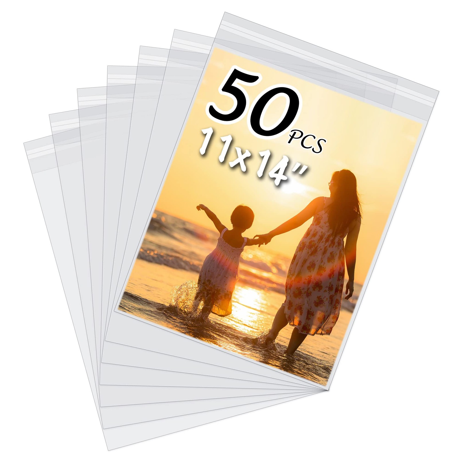 50 Pack Acid-Free Crystal Clear Sleeves Storage Bags for 11×14 Art Prints/Pic…