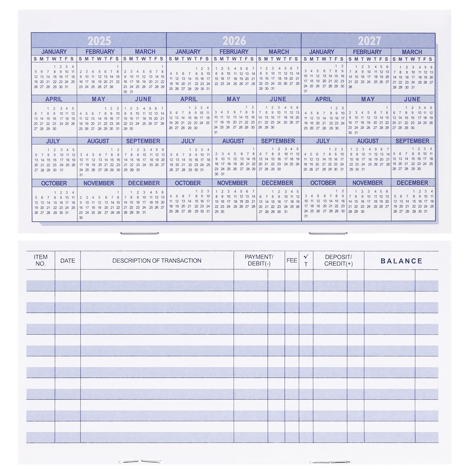 20 Pack Checkbook Register, Check Registers for Personal, Blank Ledger Transact