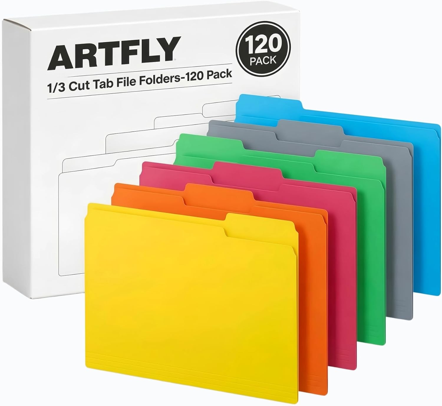 120 Pack Colored File Folders, 1/3 Cut Tab Letter Size 8.5″ x 11″ Manila Folders