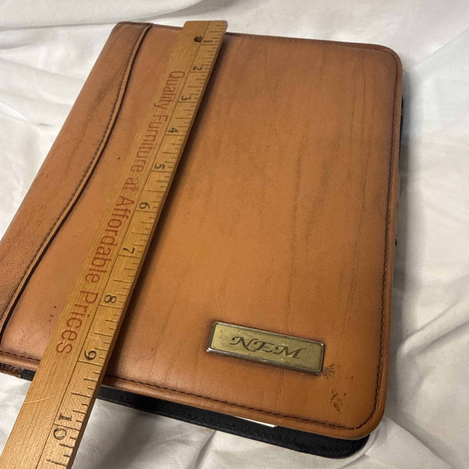 VTG 90’s Day-Timer Camel Tan Leather Binder Planner Inserts Stickers Labels 9.5”