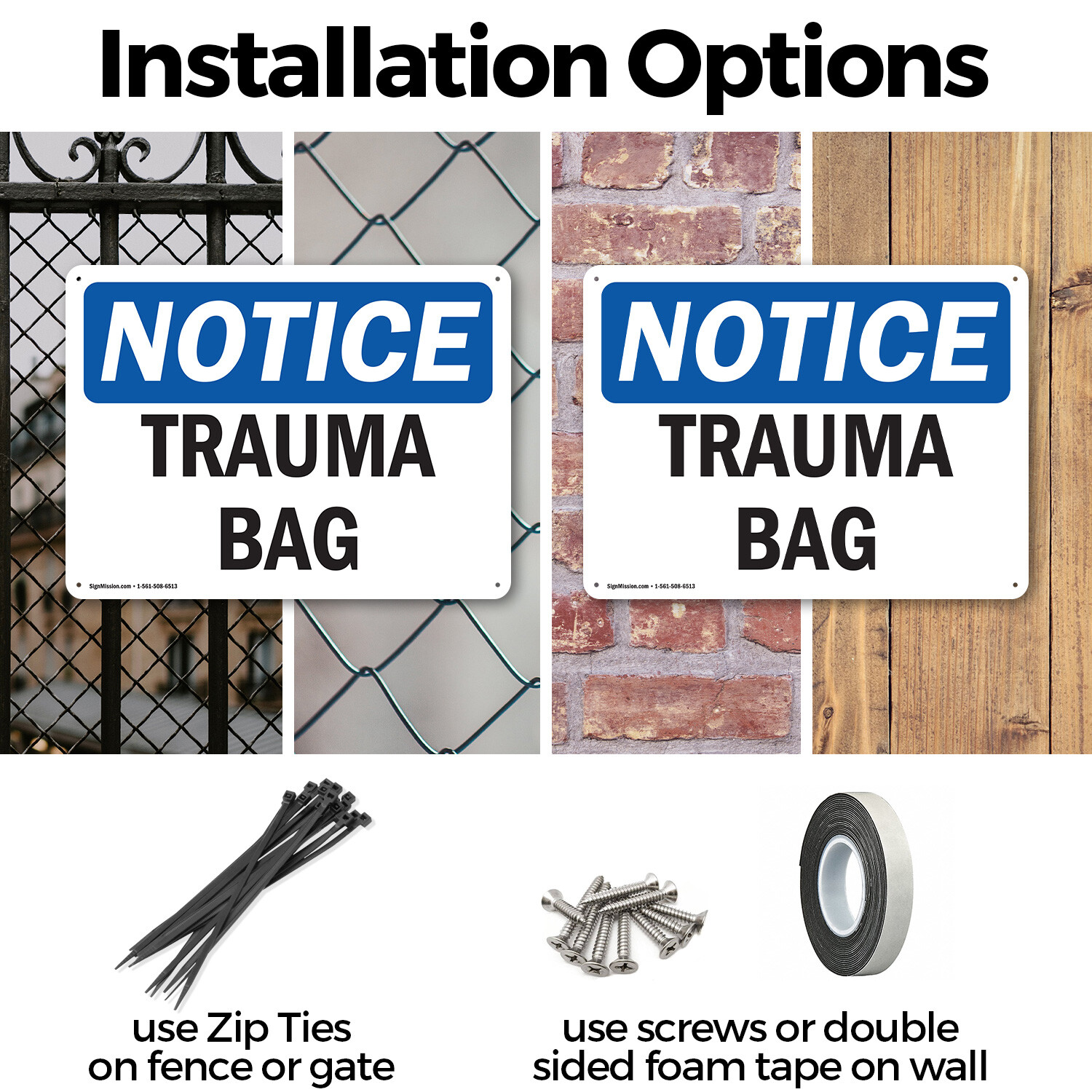 (2 Pack) Trauma Bag OSHA Notice Sign Decal Metal Plastic