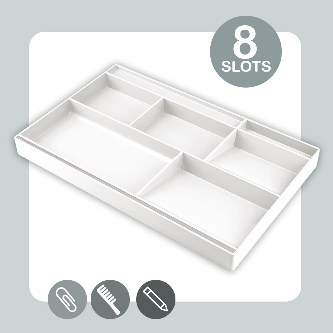 Desk Drawer Organizer Tray with 8 compartments Bin Multi-Purpose for Desk Sup…