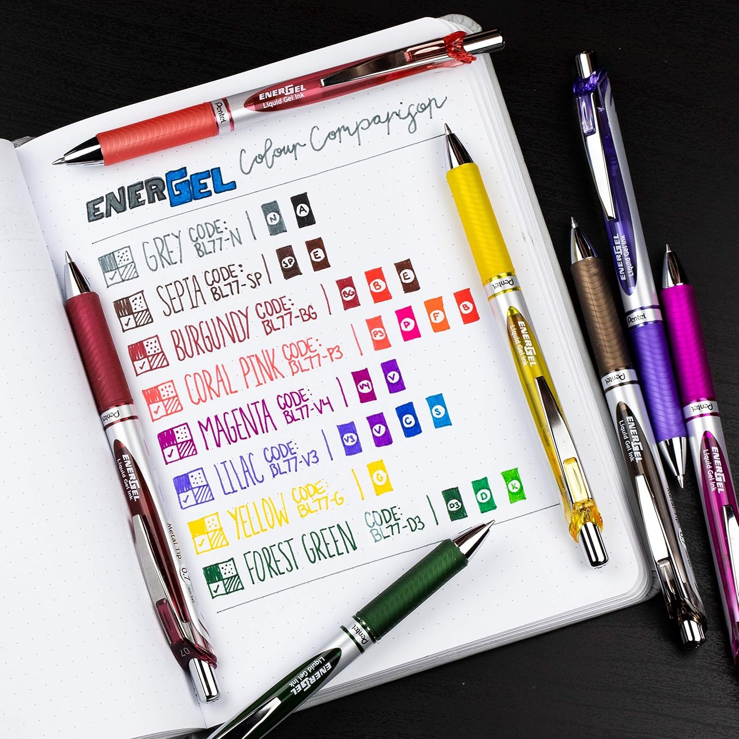 Pentel EnerGel RTX Retractable Gel Ink Pen 0.7mm Medium Magenta