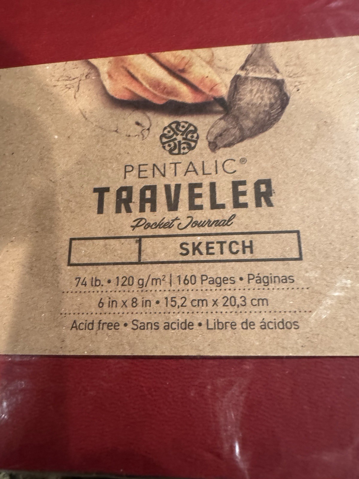 Pentalic Traveler Pocket Journal – 74 lb Sketch 6″x8″ 160 pages Burgundy