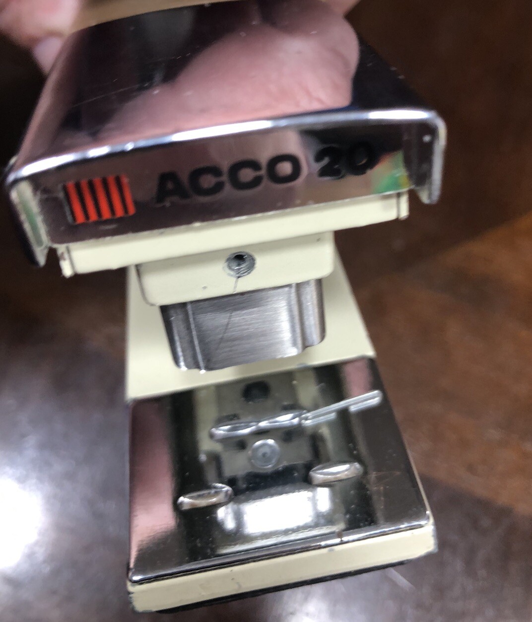 Vintage Acco 20 Tan And Chrome Stapler Desk Retro USA Works Great Retro
