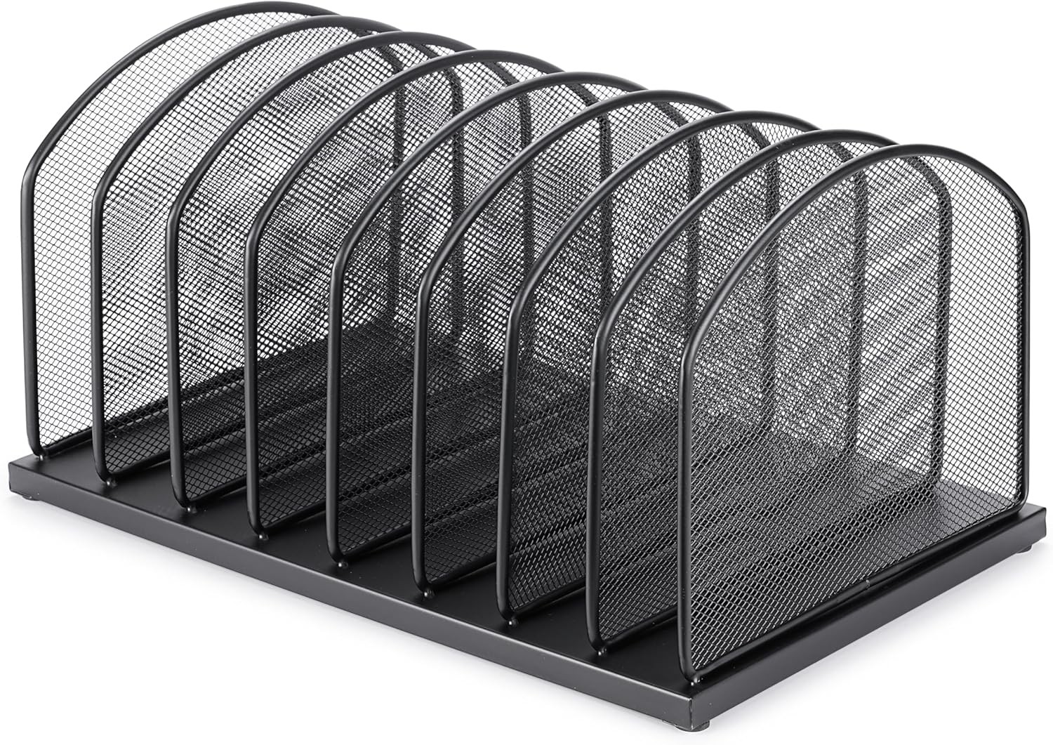 8-Slot Vertical File Binder Organizer Storage Steel Mesh Portable W/ Padded Feet