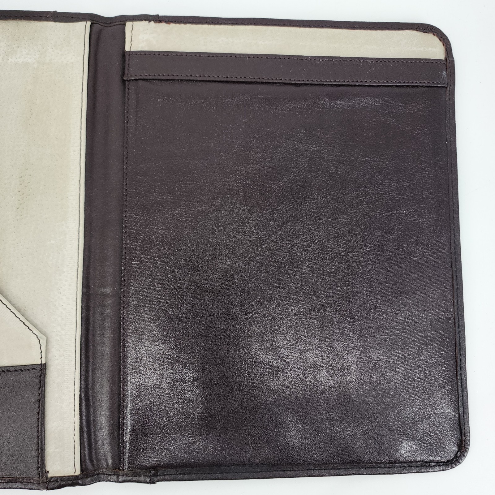 Padfolio Folder Binder Legal Pad Size Dark Brown Leather Vinyl Padded Pen Holder