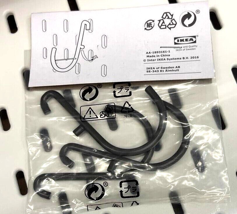 IKea SKADIS Hook Steel Gray 3 Pack 703.216.39 Hooks for PegBoard 1¾ x 2¾ ” NEW