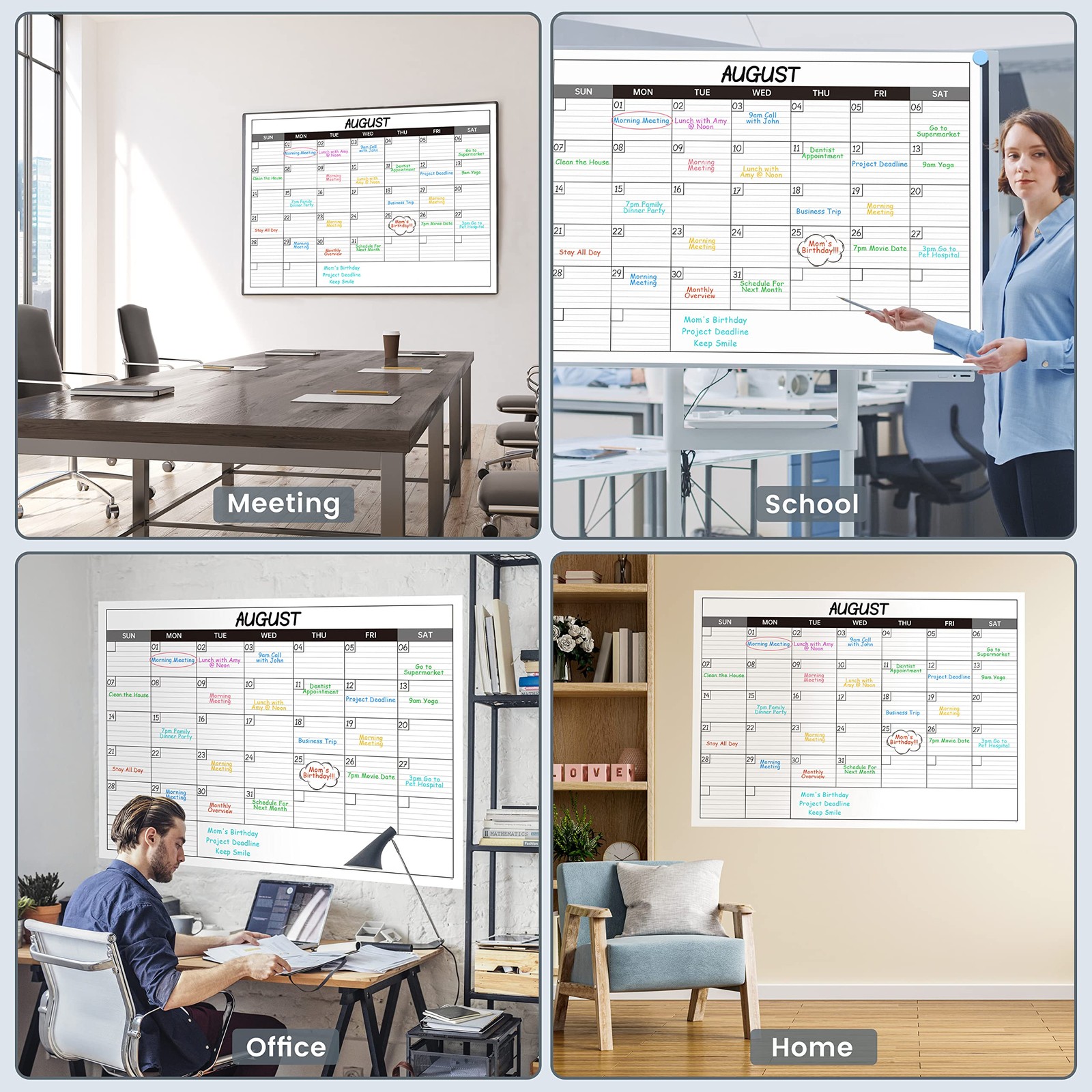 Large Dry Erase Calendar for Wall – Undated 1 Month Big 40″ x 30″