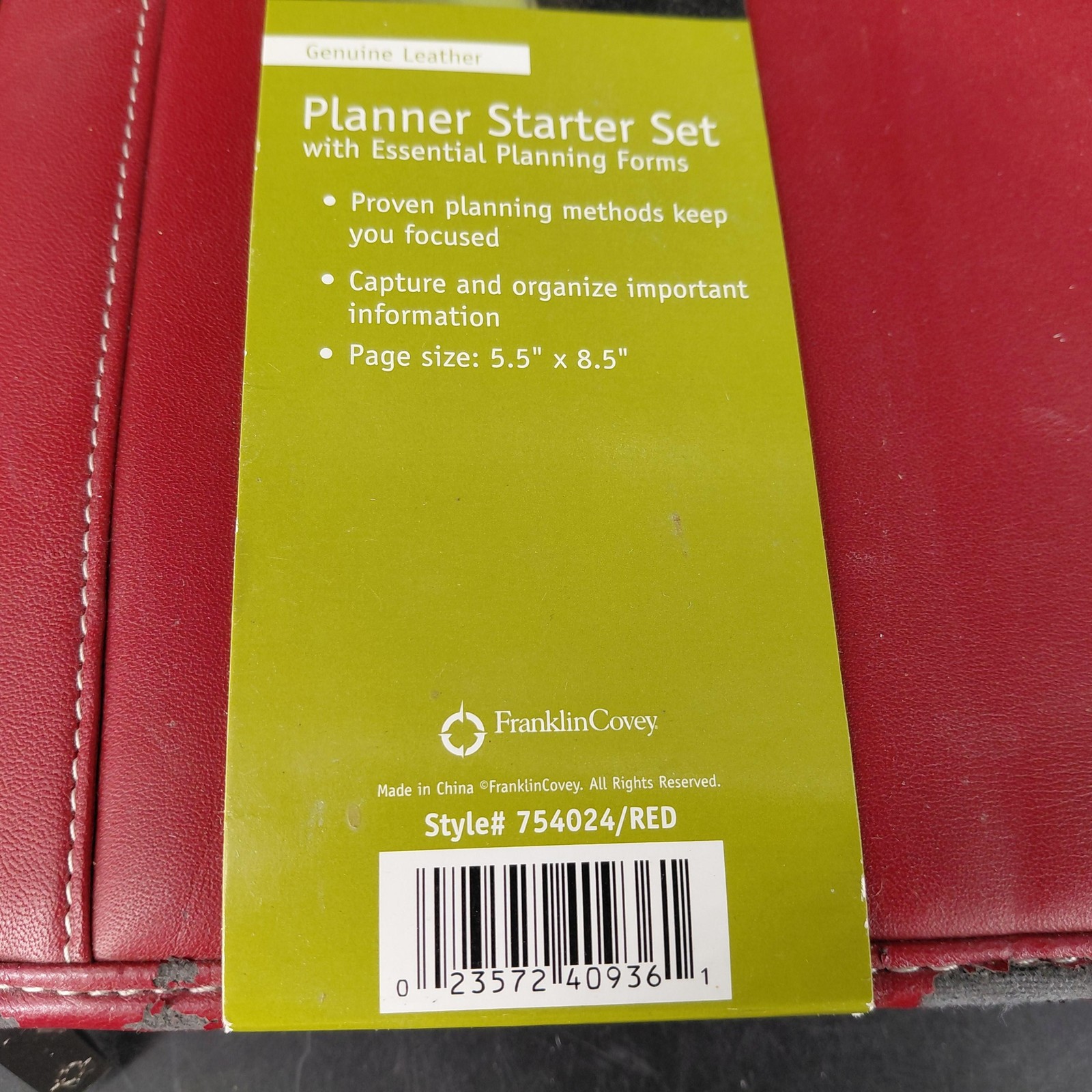 Franklin Covey Planner Starter Set Leather Zip Binder Medium Red Collin 3 Refill
