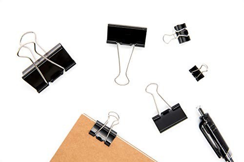 100 Pack Binder Clips Assorted Sizes Black 6 Sizes Office Paper Clamps Set