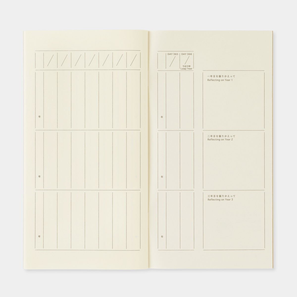 Traveler’s Notebook Refills Mizushima Adult One-Line Three-Year Diary Refill